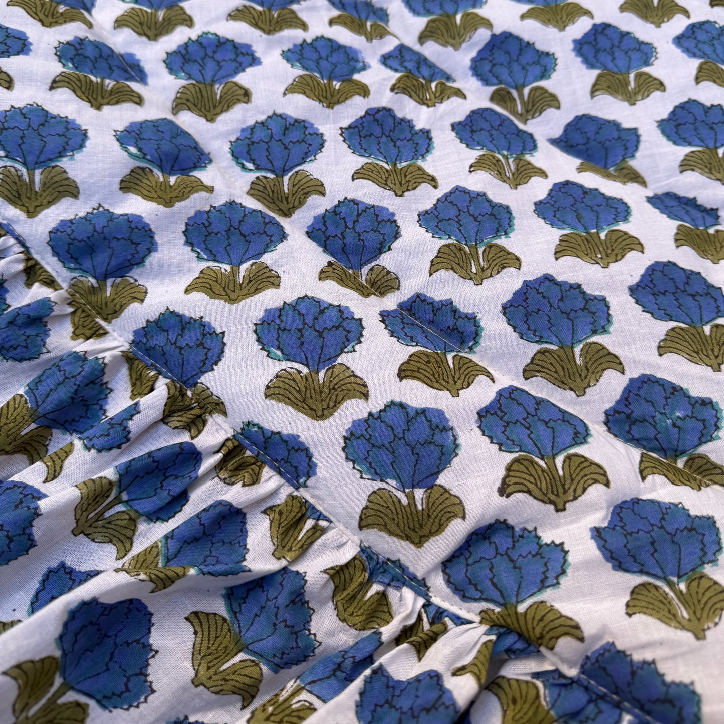 Baby Quilt Play Mat Heart Frill -Royal Blue Flower-