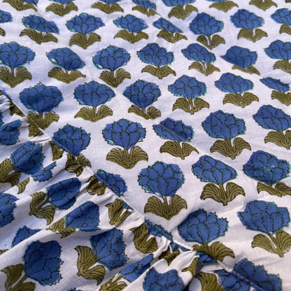Baby Quilt Play Mat Heart Frill -Royal Blue Flower-