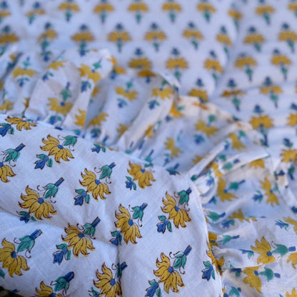 Baby Quilt Play Mat Heart Frill -White Yellow-