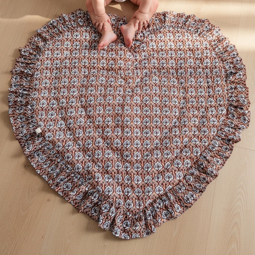 Baby Quilt Play Mat Heart Frill -Maroon-