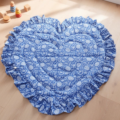 Baby Quilt Play Mat Heart Frill -Blue-