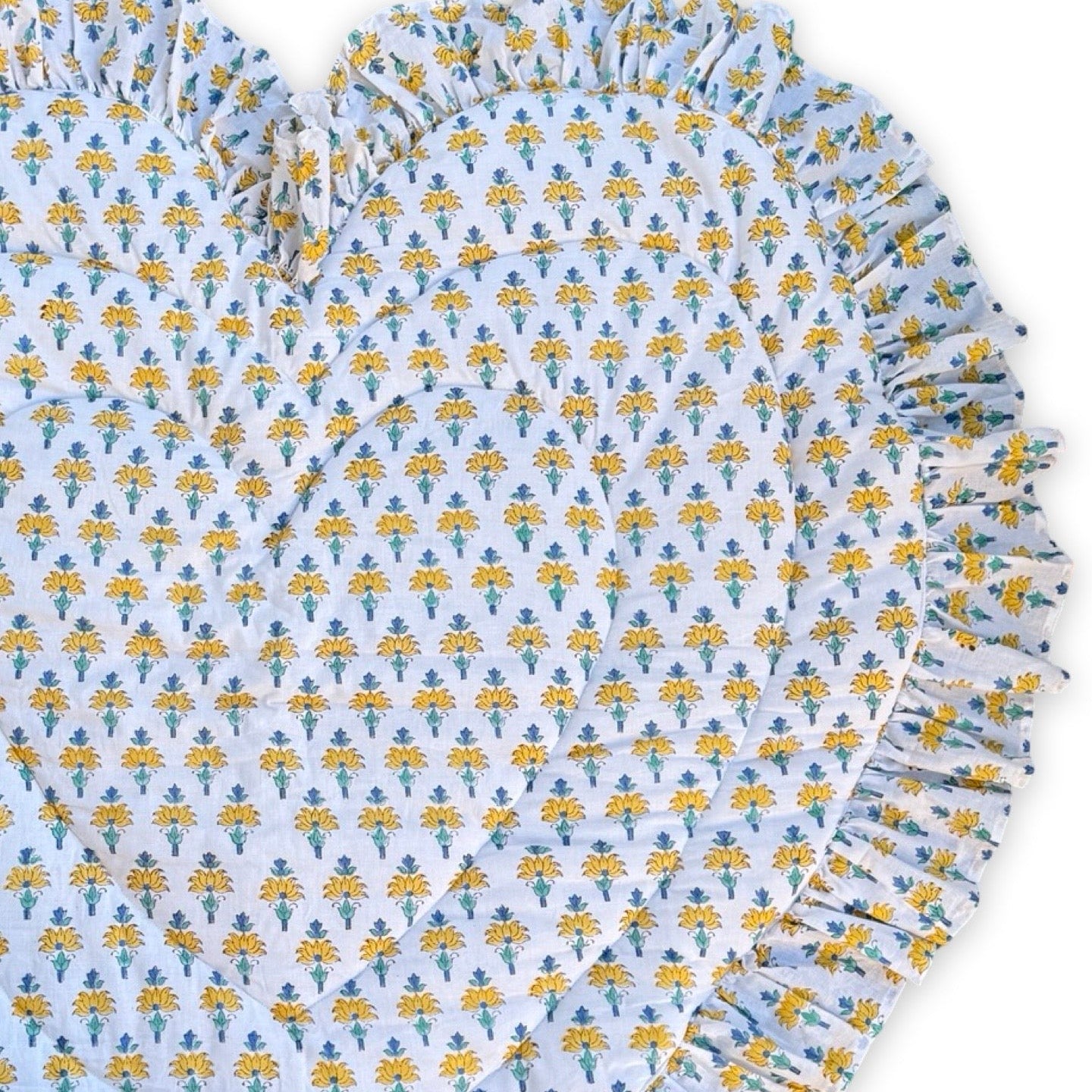 Baby Quilt Play Mat Heart Frill -White Yellow-