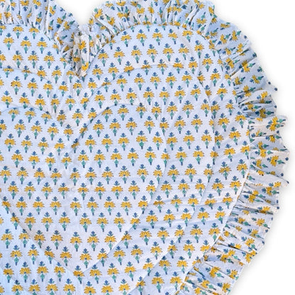 Baby Quilt Play Mat Heart Frill -White Yellow-