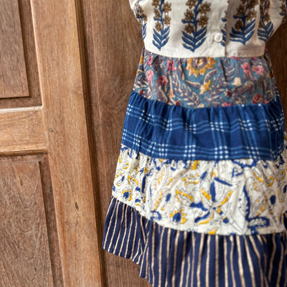 Paneled Textiles Tiered Dress