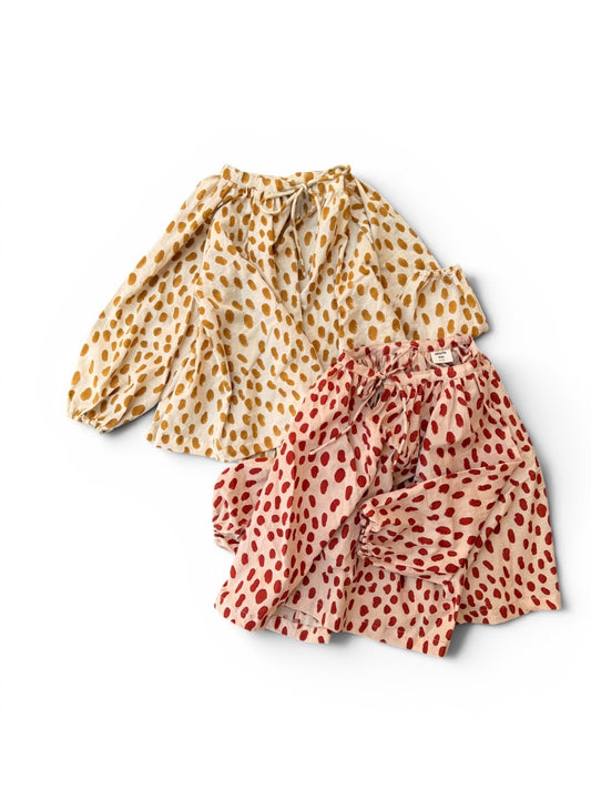 Leopard Print Block Print Blouse -Natural Dyed-