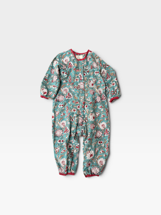 Block Print Piping Baby Romper