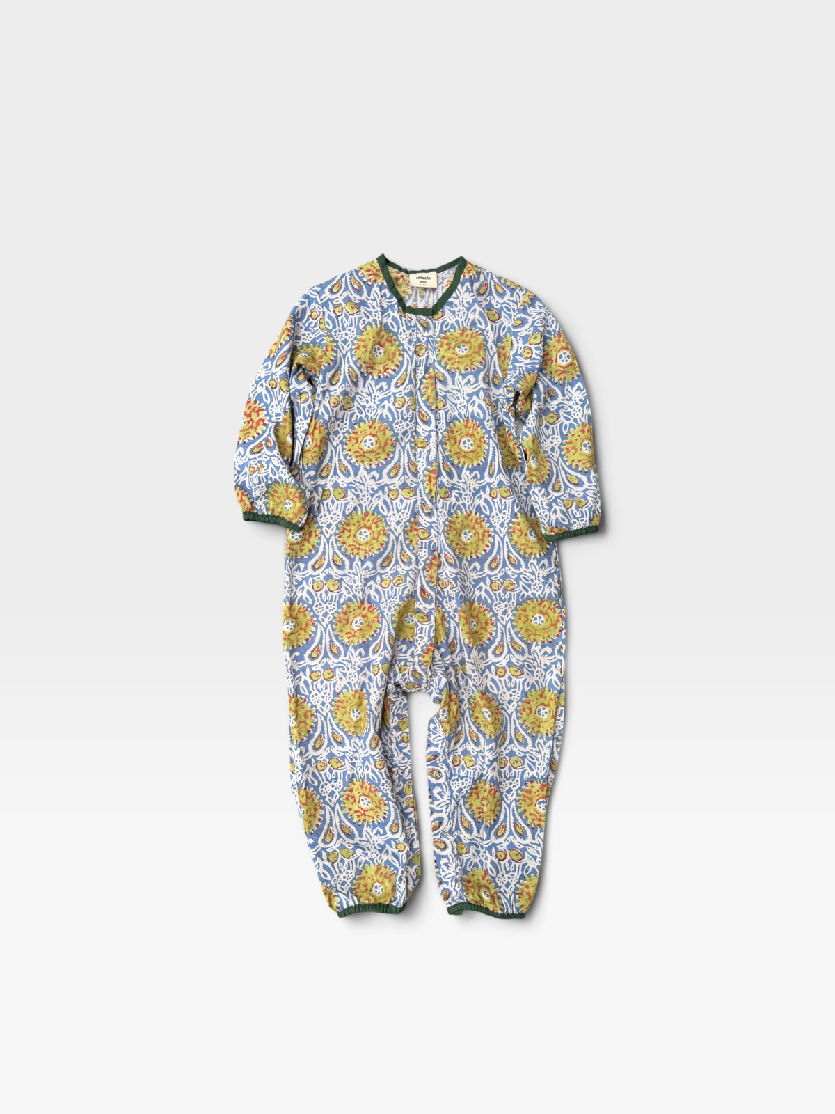 Block Print Piping Baby Romper