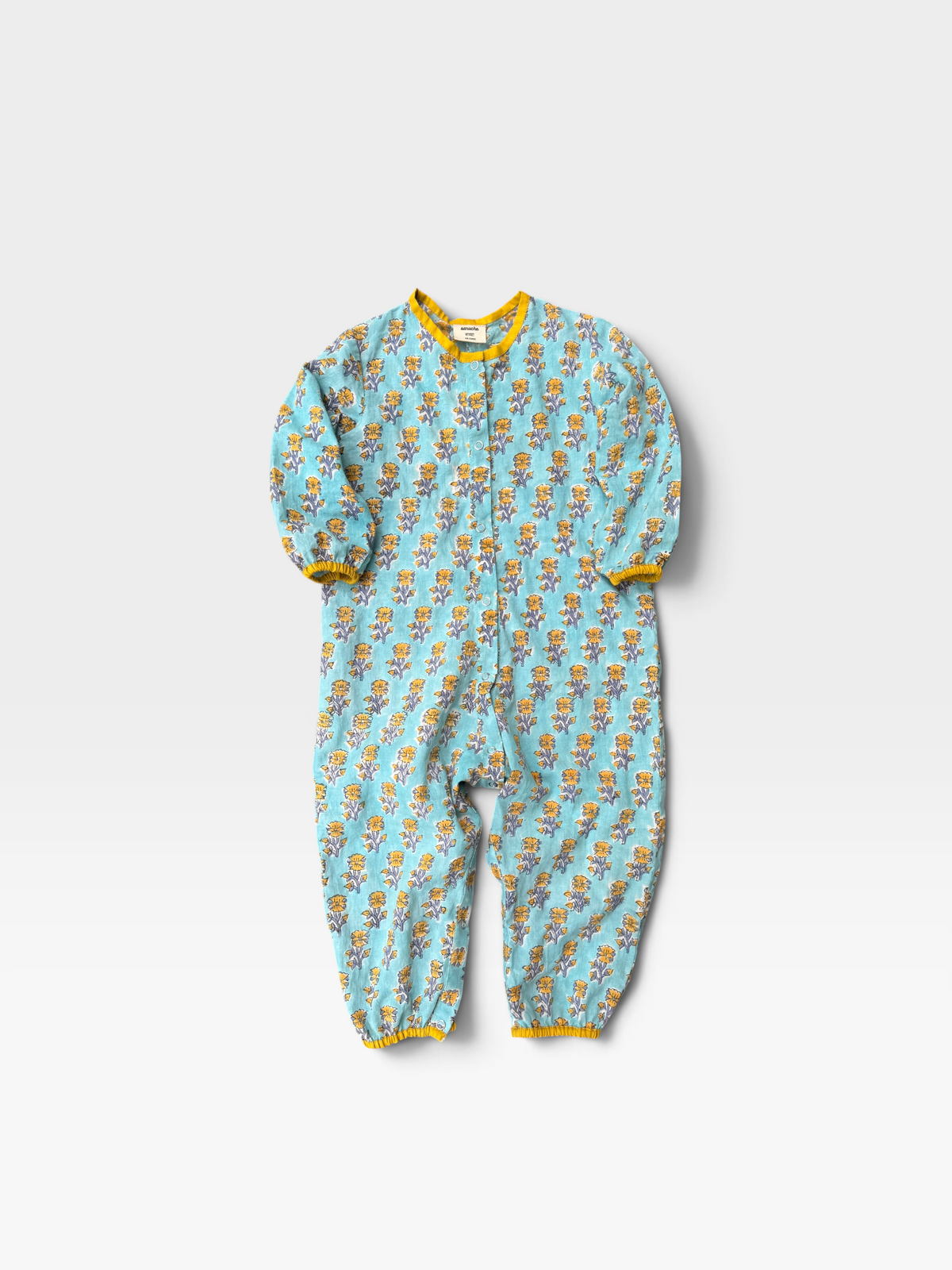 Block Print Piping Baby Romper