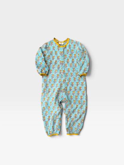 Block Print Piping Baby Romper