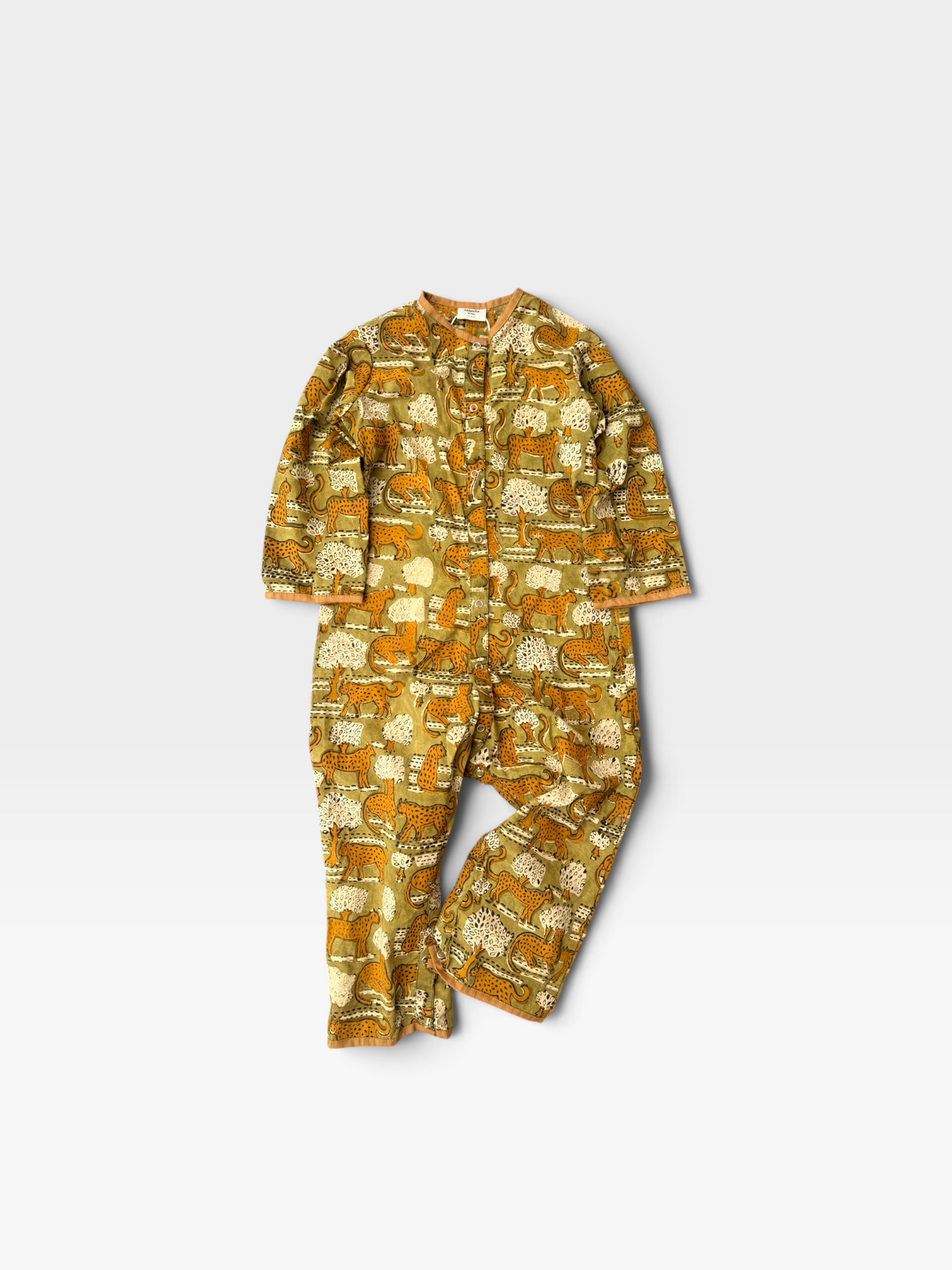 Block Print Piping Baby Romper