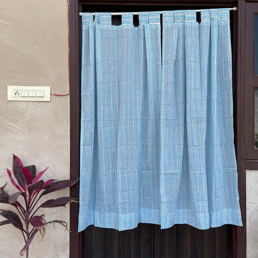 Japanese style Goodwill short - NOREN- Pair of Cotton Curtain Hand block print
