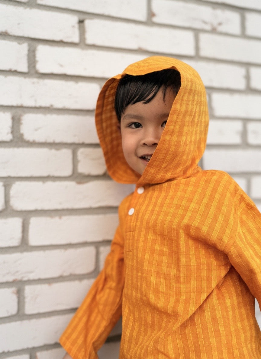 Kids Hooded Shirt, Handloom Cotton Pullover Shirts