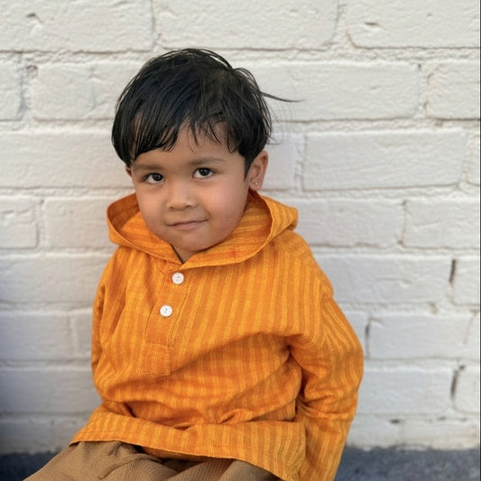 Kids Hooded Shirt, Handloom Cotton Pullover Shirts