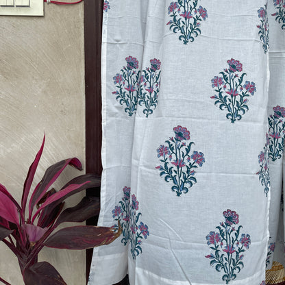 Japanese style Goodwill short - NOREN- Pair of Cotton Curtain Hand block print