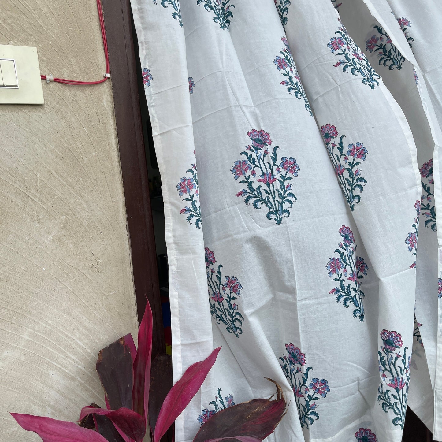 Japanese style Goodwill short - NOREN- Pair of Cotton Curtain Hand block print