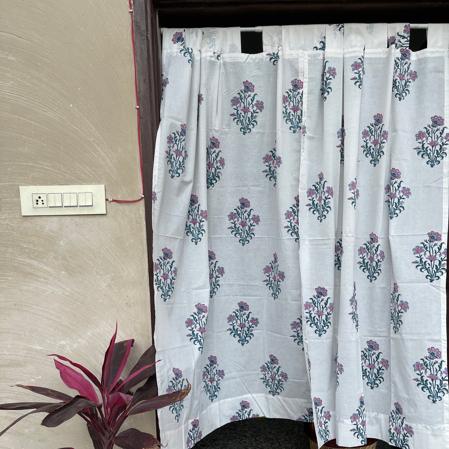 Japanese style Goodwill short - NOREN- Pair of Cotton Curtain Hand block print