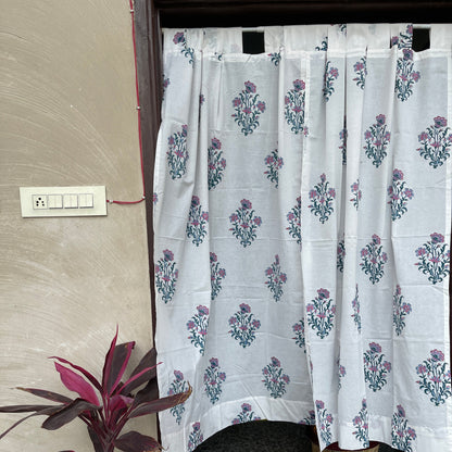 Japanese style Goodwill short - NOREN- Pair of Cotton Curtain Hand block print