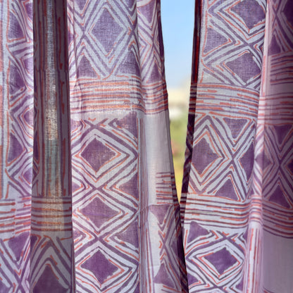 Japanese style Goodwill short - NOREN- Pair of Cotton Curtain Hand block print