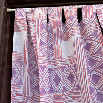 Japanese style Goodwill short - NOREN- Pair of Cotton Curtain Hand block print
