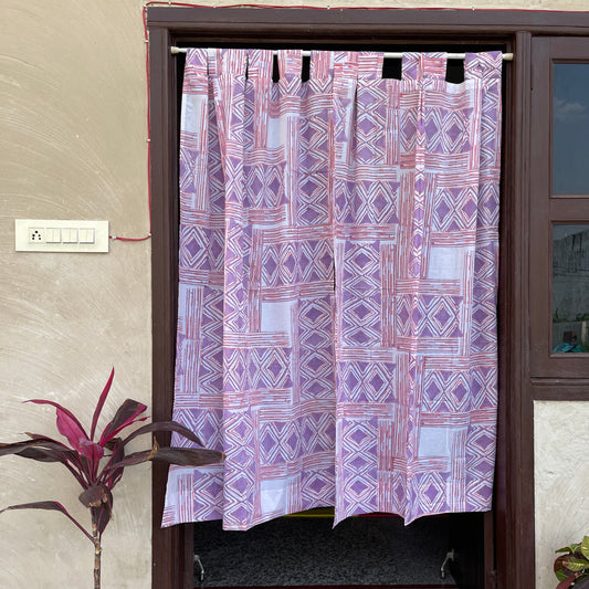 Japanese style Goodwill short - NOREN- Pair of Cotton Curtain Hand block print