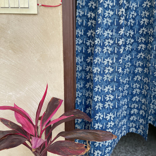 Japanese style Goodwill short - NOREN- Pair of Cotton Curtain Hand block print