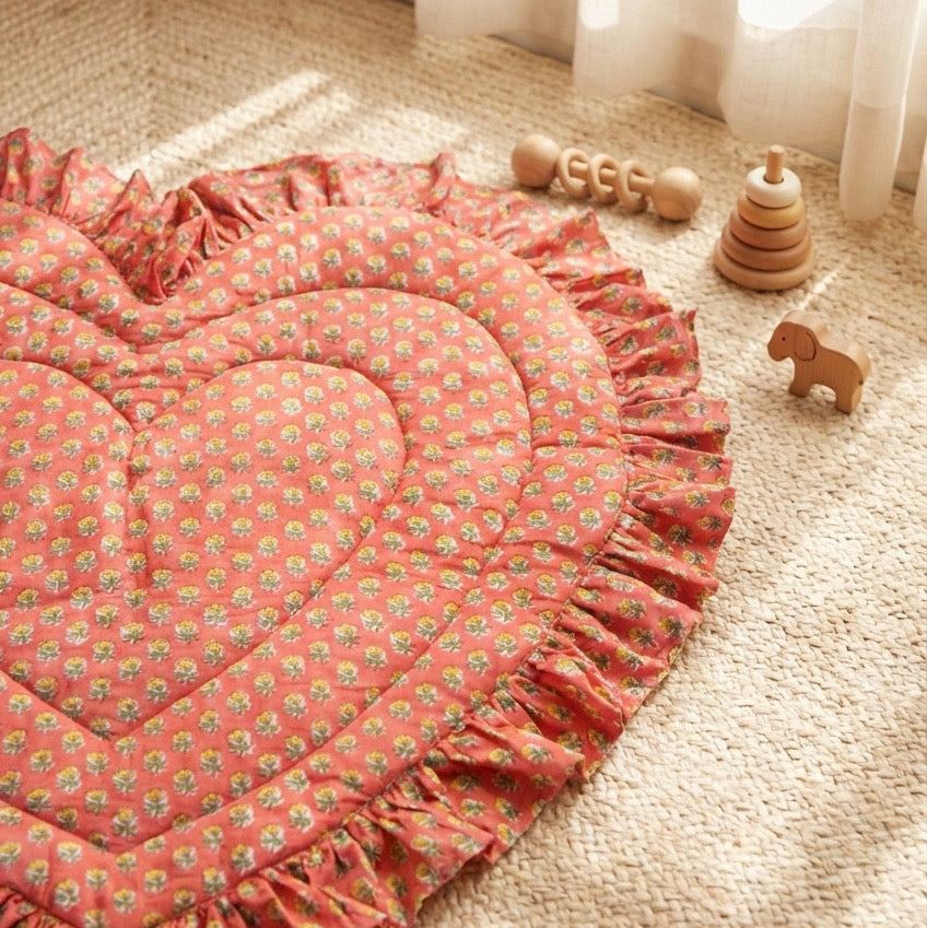 Baby Quilt Play Mat Heart Frill -Sunny Orange-