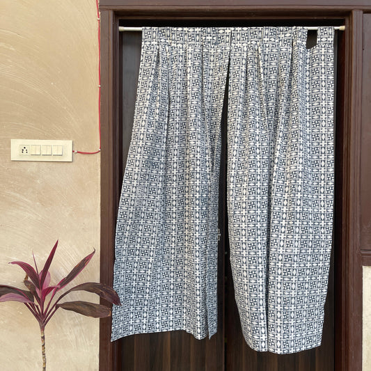 Japanese style Goodwill short - NOREN- Pair of Cotton Curtain Hand block print