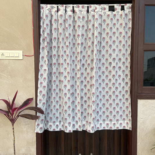 Japanese style Goodwill short - NOREN- Pair of Cotton Curtain Hand block print