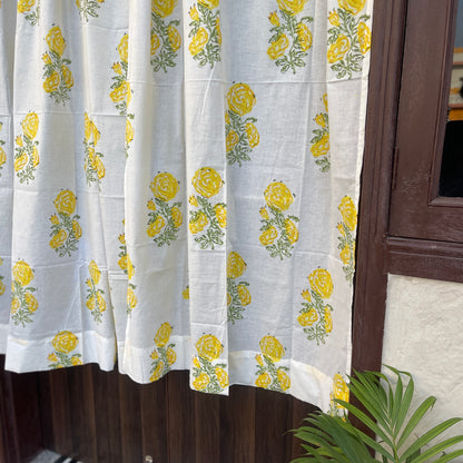 Japanese style Goodwill short - NOREN- Pair of Cotton Curtain Hand block print