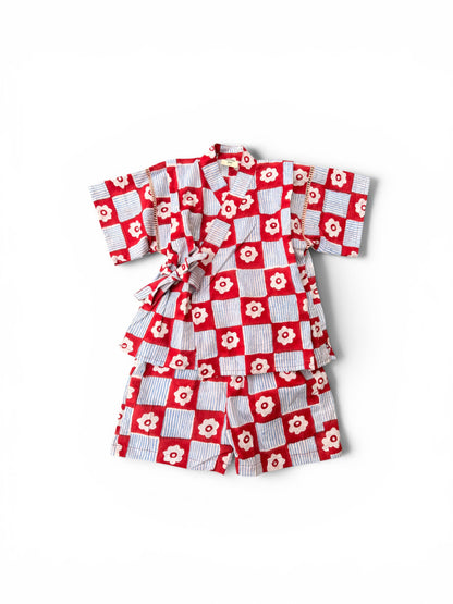 Jinbei Set -Japanese Flower Check-