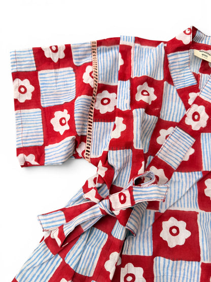 Jinbei Set -Japanese Flower Check-