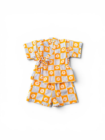 Jinbei Set -Japanese Flower Check-