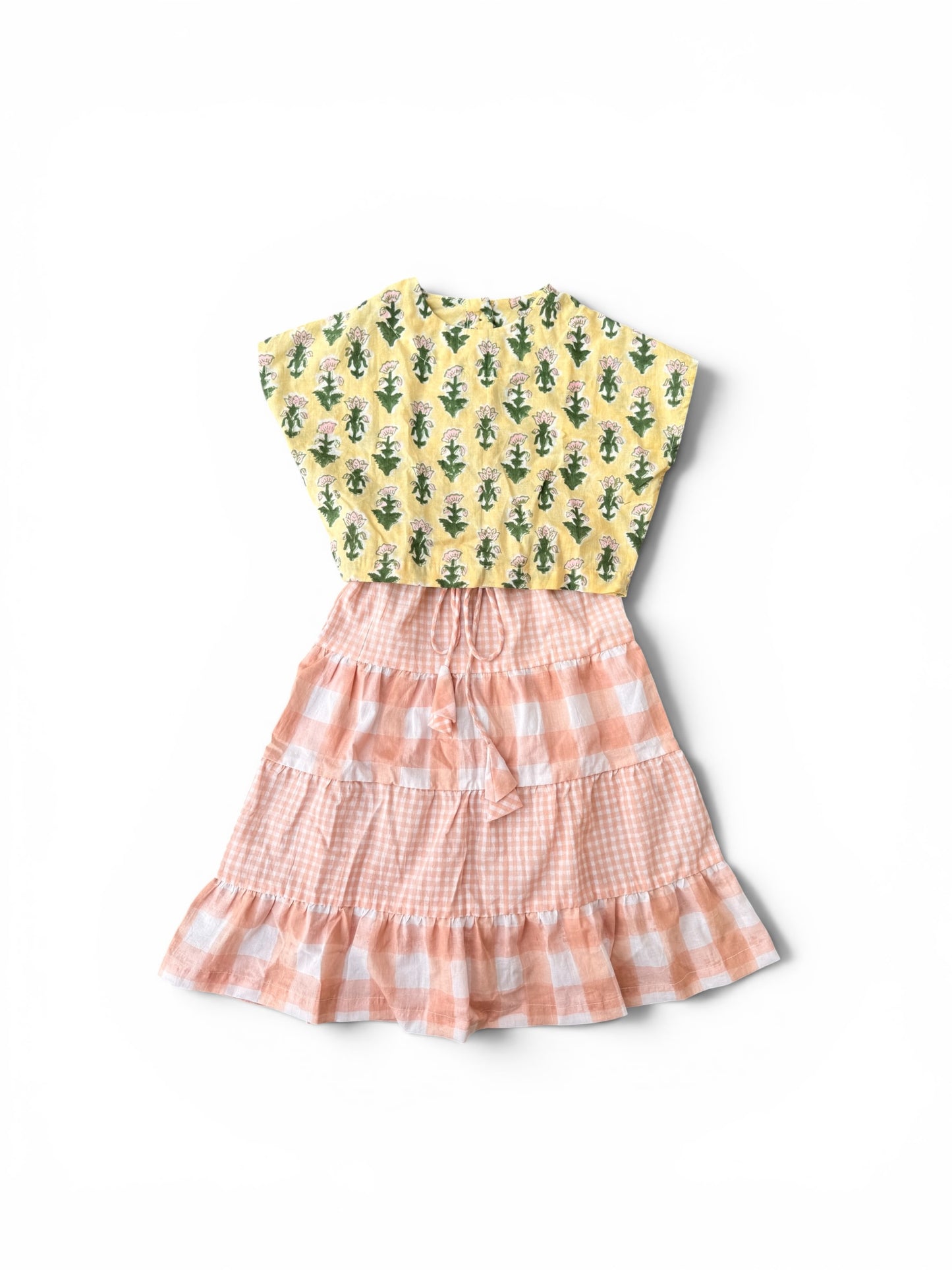 Back Button Top & Long Skirt Set