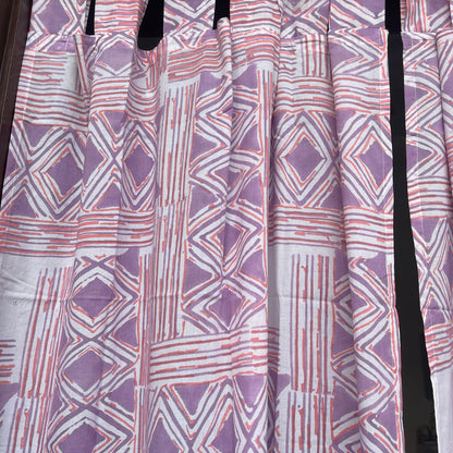 Japanese style Goodwill long - NOREN- Pair of Cotton Curtain Hand block print
