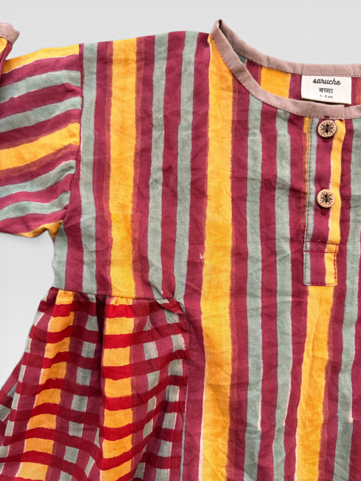 Checks & Stripes Side Gather Dress