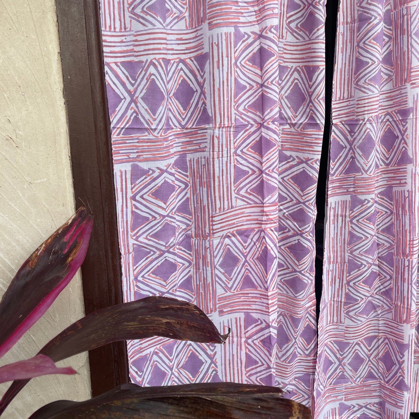 Japanese style Goodwill long - NOREN- Pair of Cotton Curtain Hand block print