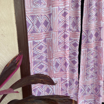Japanese style Goodwill long - NOREN- Pair of Cotton Curtain Hand block print