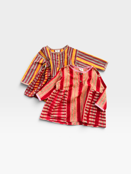 Checks & Stripes Side Gather Blouse