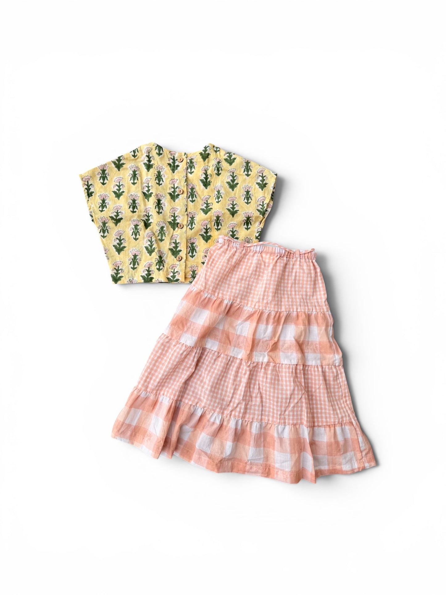 Back Button Top & Long Skirt Set