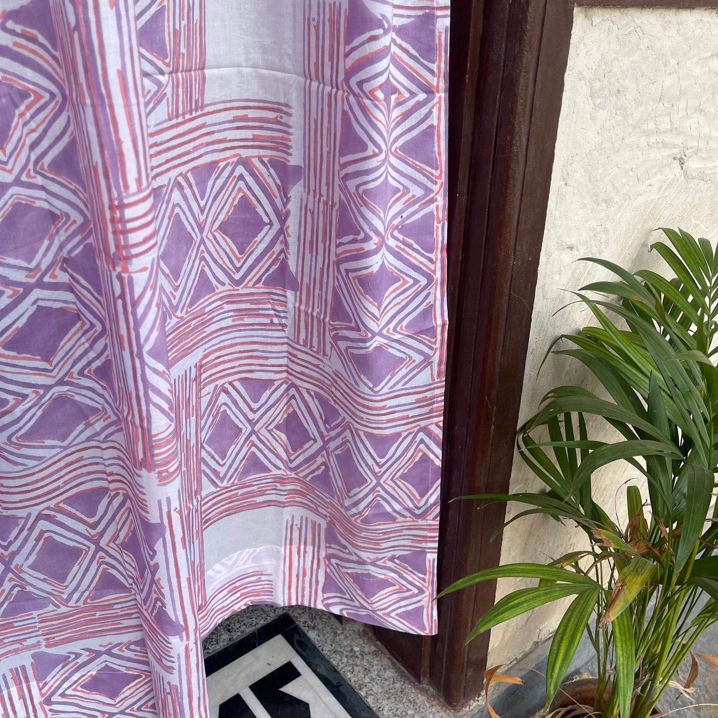 Japanese style Goodwill long - NOREN- Pair of Cotton Curtain Hand block print