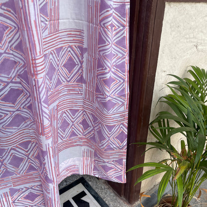 Japanese style Goodwill long - NOREN- Pair of Cotton Curtain Hand block print