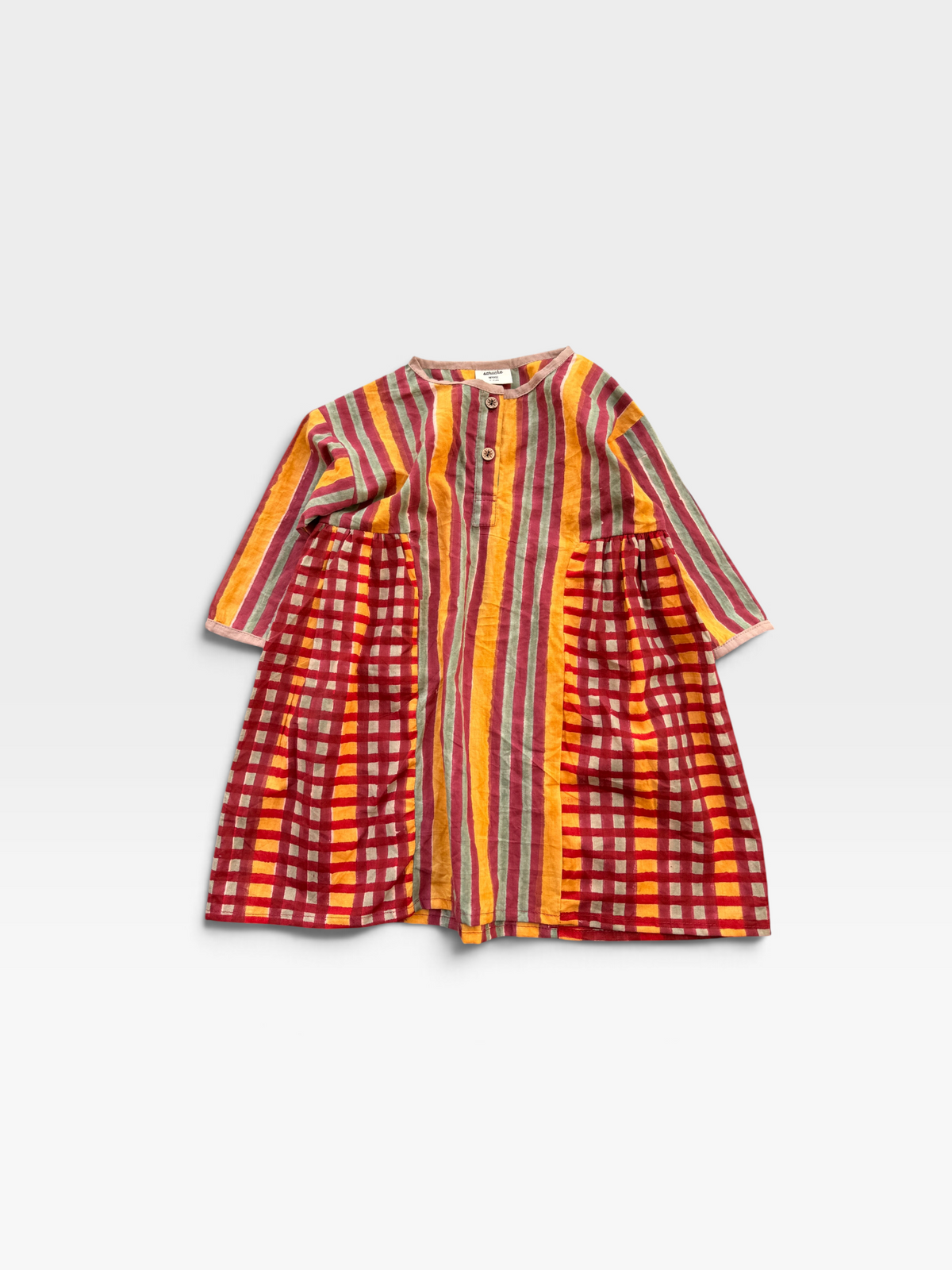 Checks & Stripes Side Gather Dress