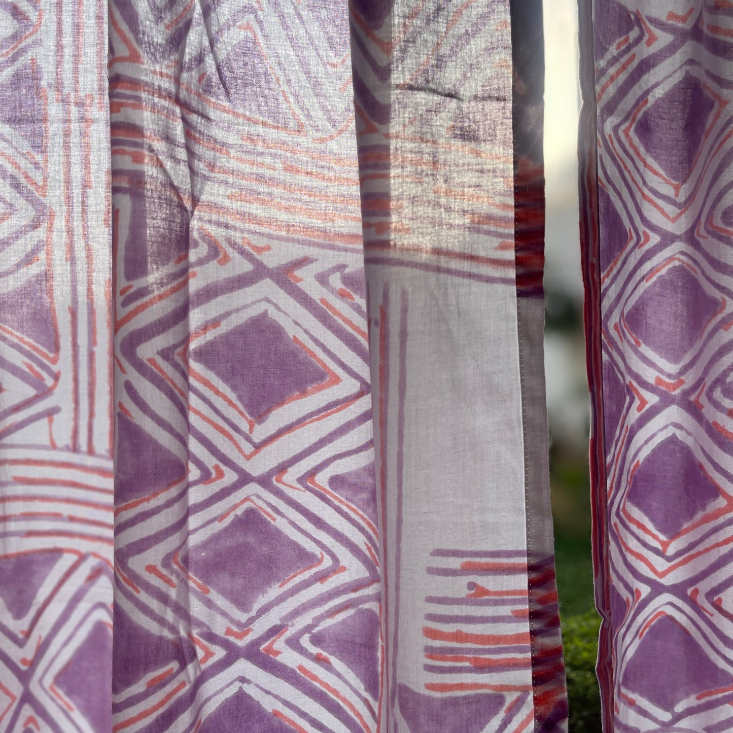 Japanese style Goodwill long - NOREN- Pair of Cotton Curtain Hand block print