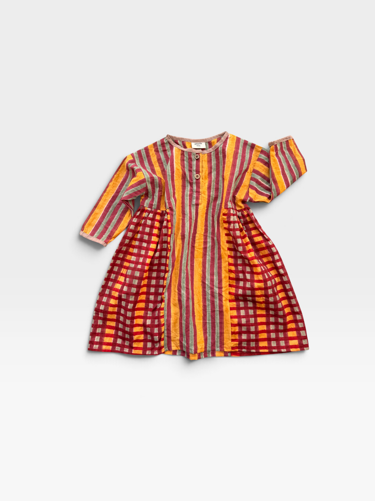 Checks & Stripes Side Gather Dress