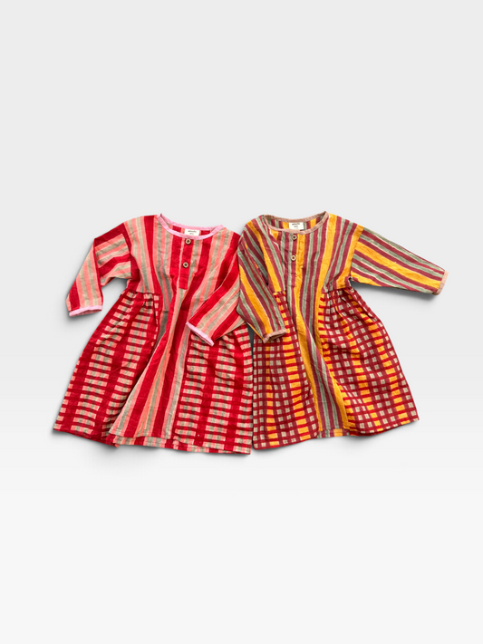 Checks & Stripes Side Gather Dress