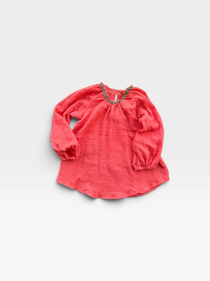 Muslin Cotton Ric-Rac Neck Blouse