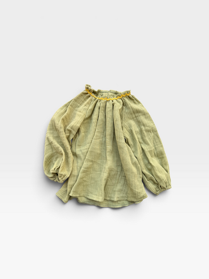 Muslin Cotton Ric-Rac Neck Blouse