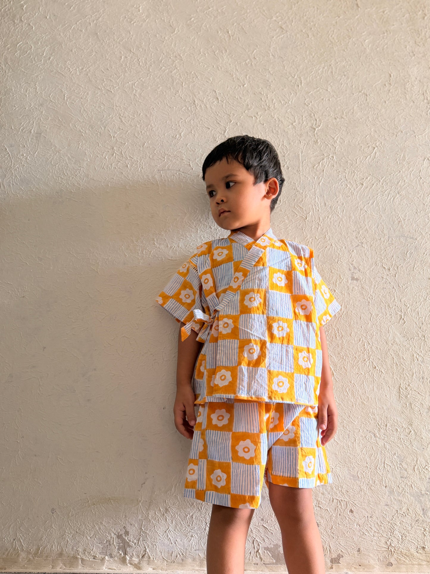 Jinbei Set -Japanese Flower Check-