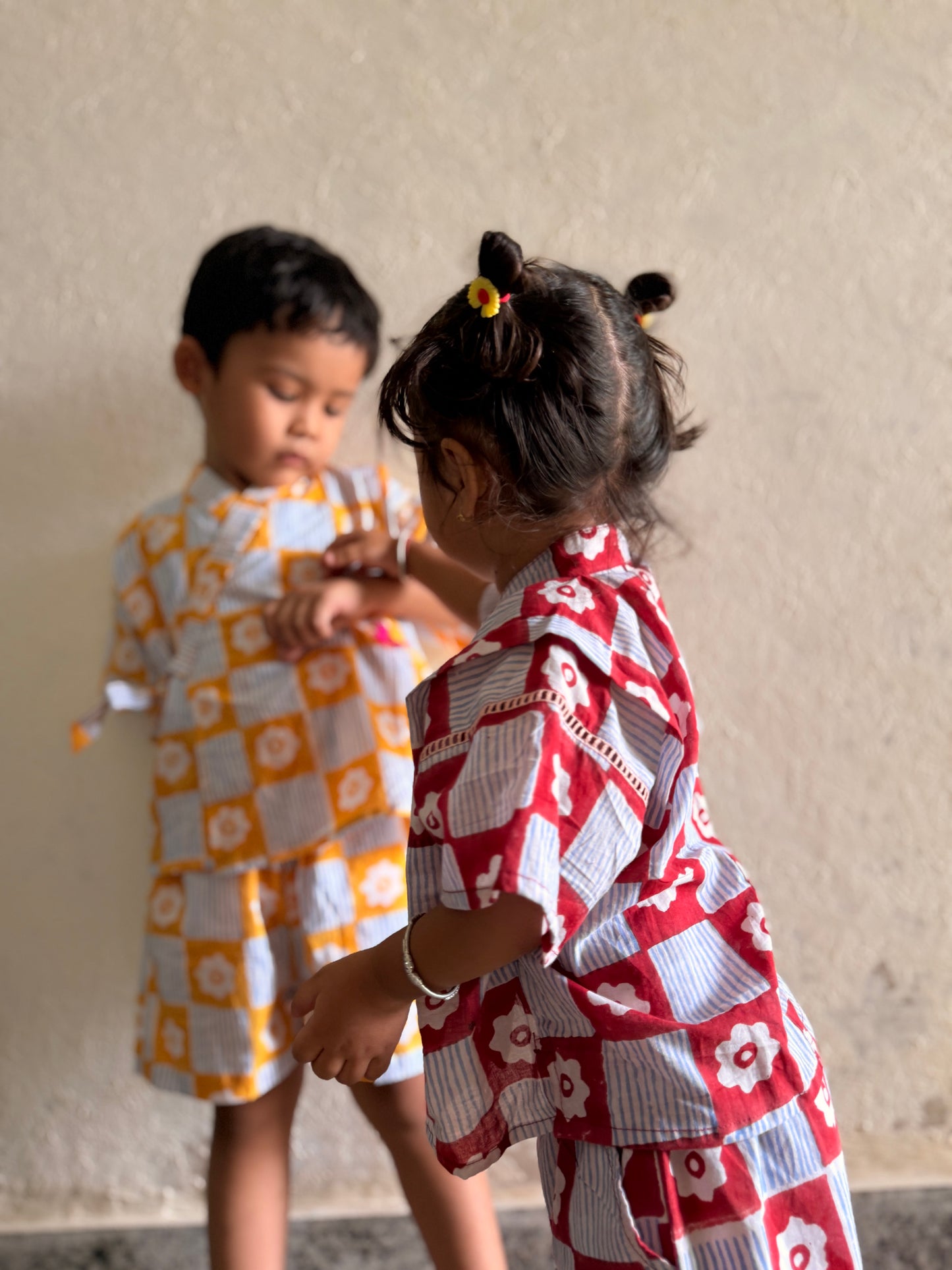 Jinbei Set -Japanese Flower Check-