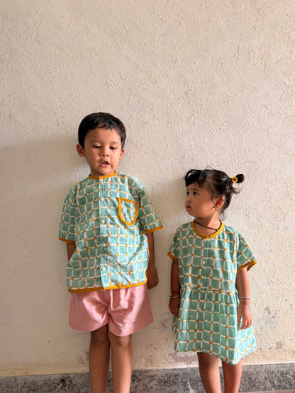 Candy Check Wide Fit Girls Shirt Tunic
